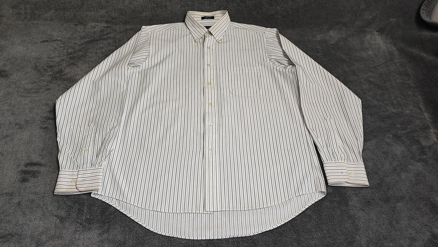 Vintage Chaps Striped Long Sleeve Crest Logo Preppy Casual Shirt Men's Size L