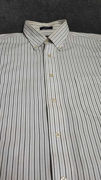 Vintage Chaps Striped Long Sleeve Crest Logo Preppy Casual Shirt Men's Size L