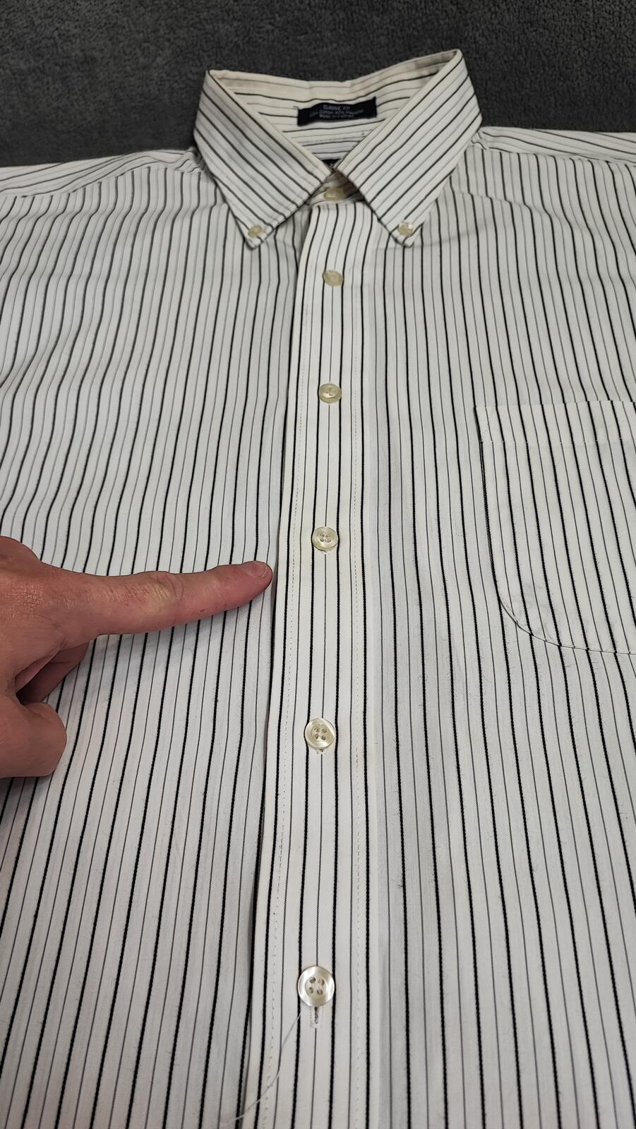 Vintage Chaps Striped Long Sleeve Crest Logo Preppy Casual Shirt Men's Size L