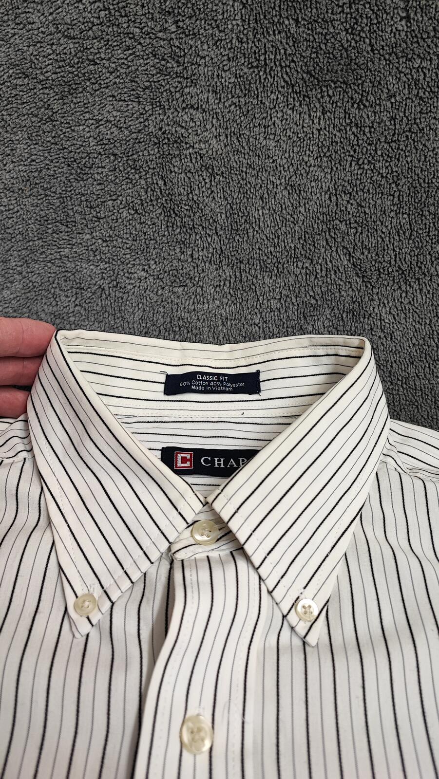 Vintage Chaps Striped Long Sleeve Crest Logo Preppy Casual Shirt Men's Size L