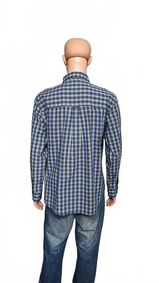 Vintage Chaps Striped Long Sleeve Shirt Blue Yellow Men's Size XXL Oversized