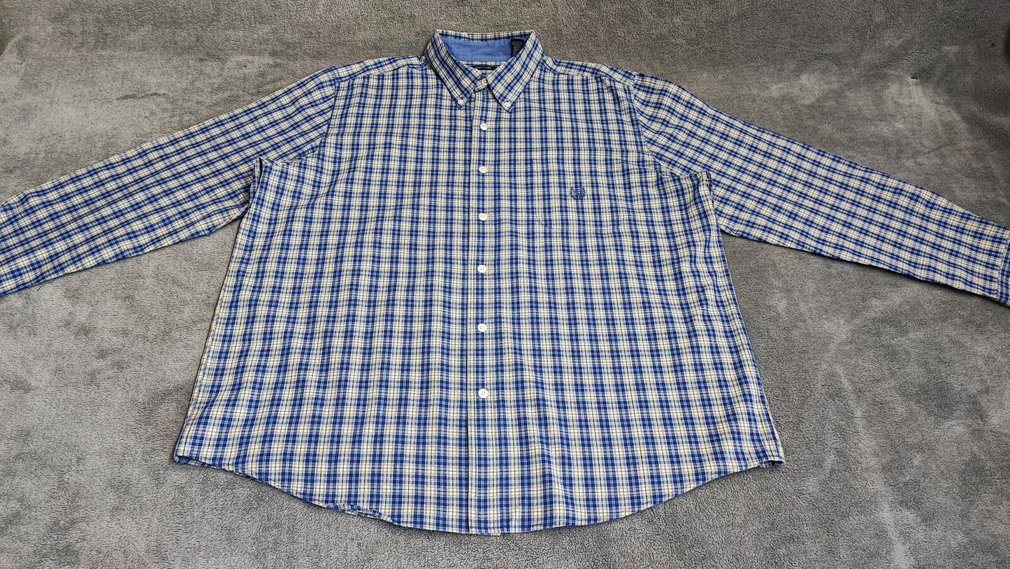 Vintage Chaps Striped Long Sleeve Shirt Blue Yellow Men's Size XXL Oversized
