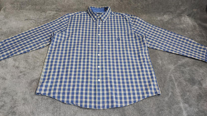 Vintage Chaps Striped Long Sleeve Shirt Blue Yellow Men's Size XXL Oversized