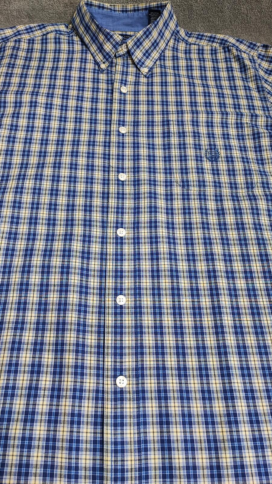 Vintage Chaps Striped Long Sleeve Shirt Blue Yellow Men's Size XXL Oversized