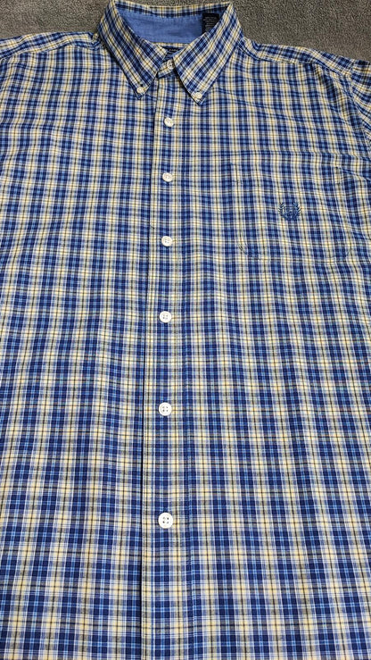 Vintage Chaps Striped Long Sleeve Shirt Blue Yellow Men's Size XXL Oversized