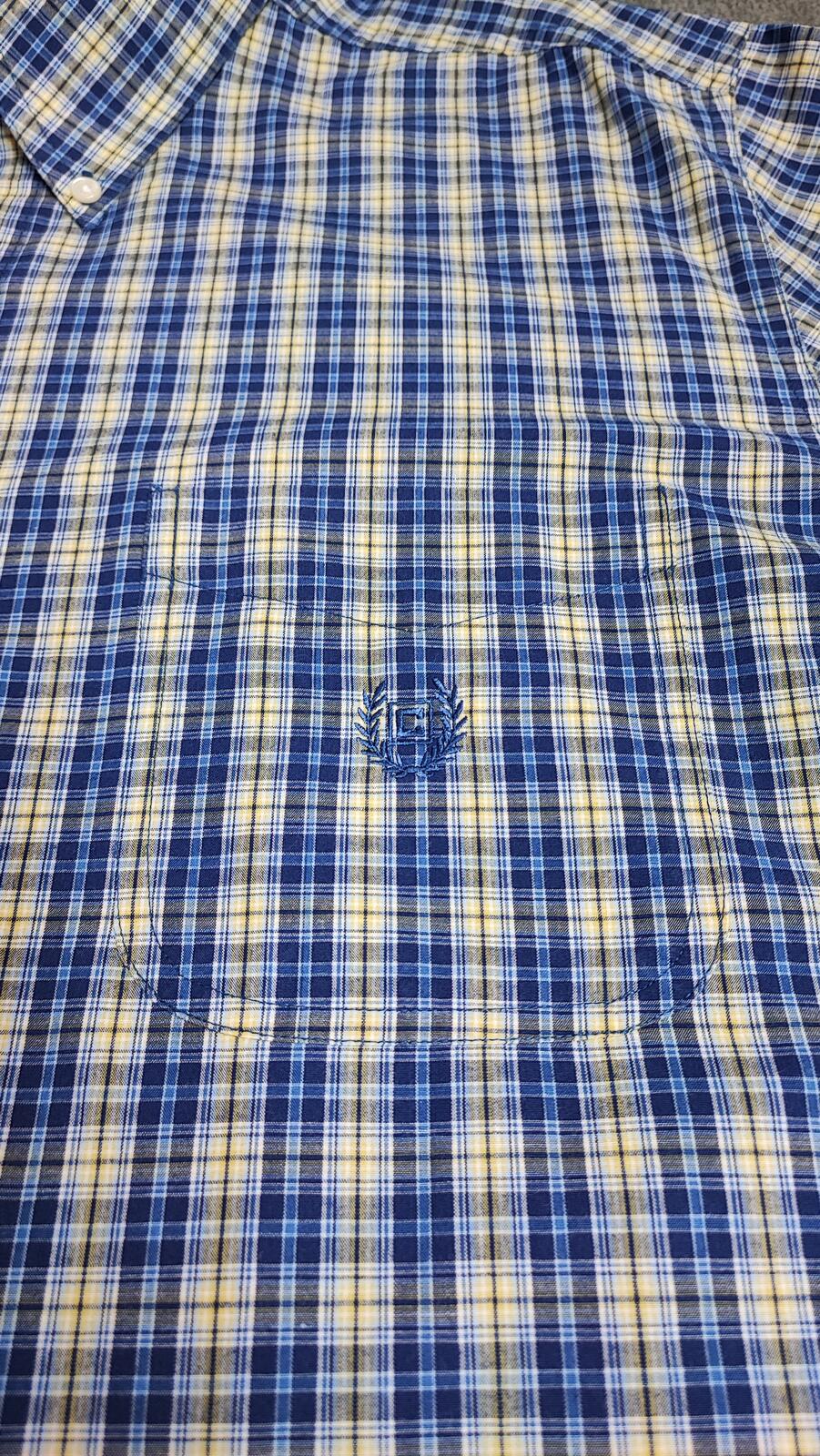 Vintage Chaps Striped Long Sleeve Shirt Blue Yellow Men's Size XXL Oversized