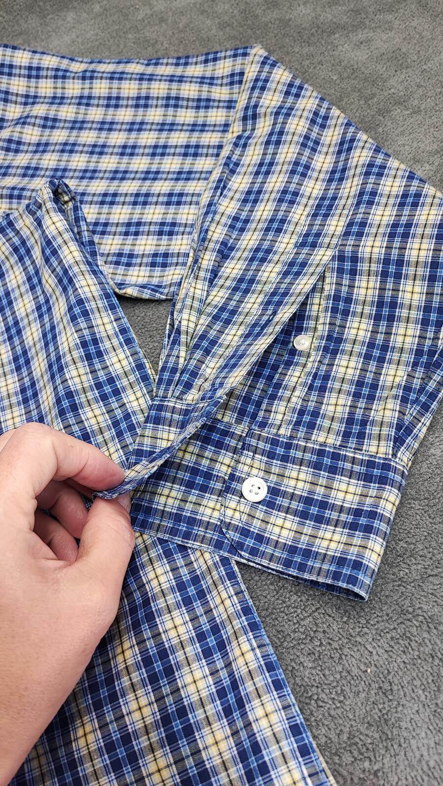 Vintage Chaps Striped Long Sleeve Shirt Blue Yellow Men's Size XXL Oversized
