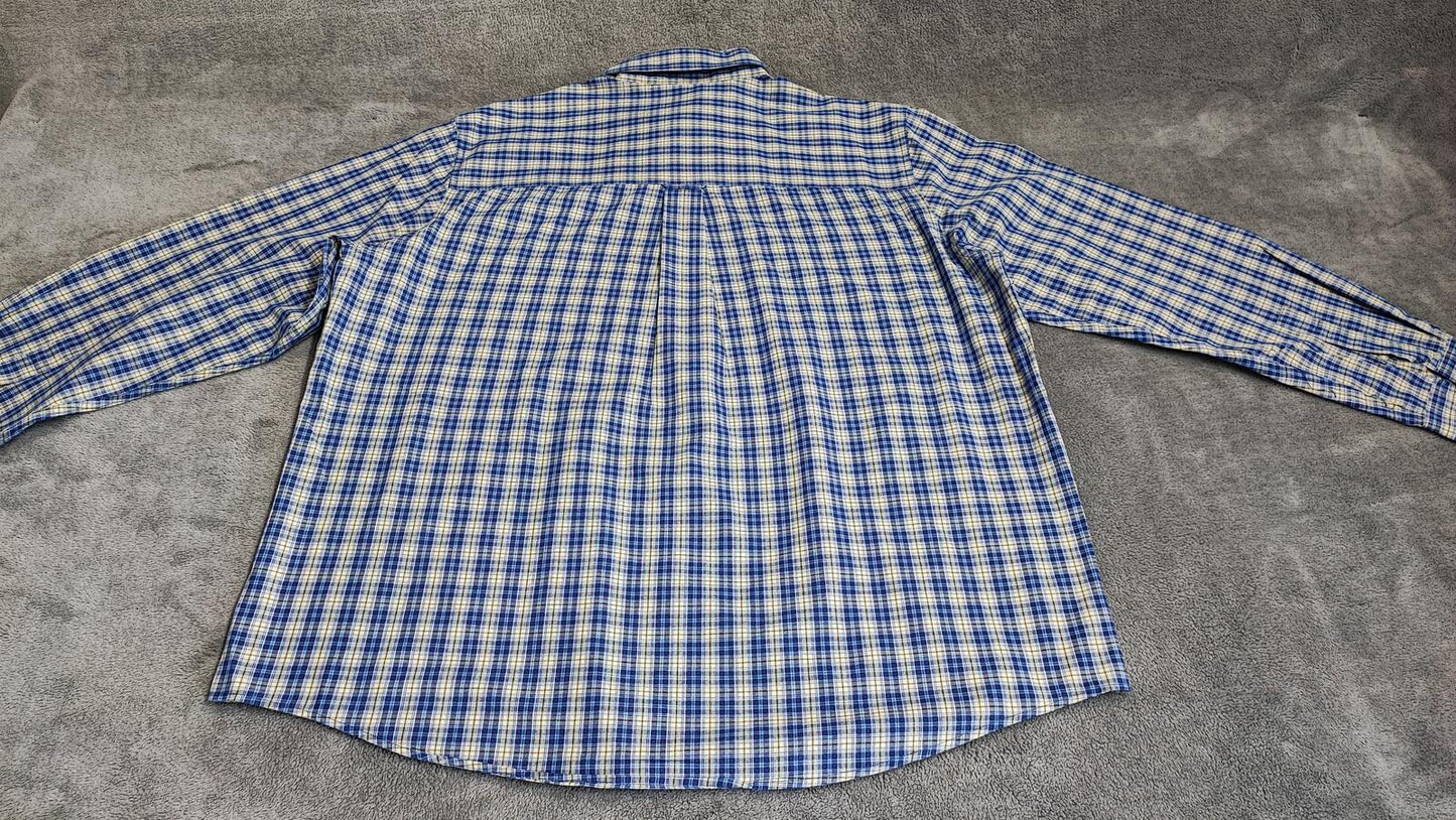 Vintage Chaps Striped Long Sleeve Shirt Blue Yellow Men's Size XXL Oversized