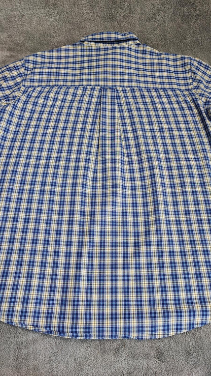Vintage Chaps Striped Long Sleeve Shirt Blue Yellow Men's Size XXL Oversized