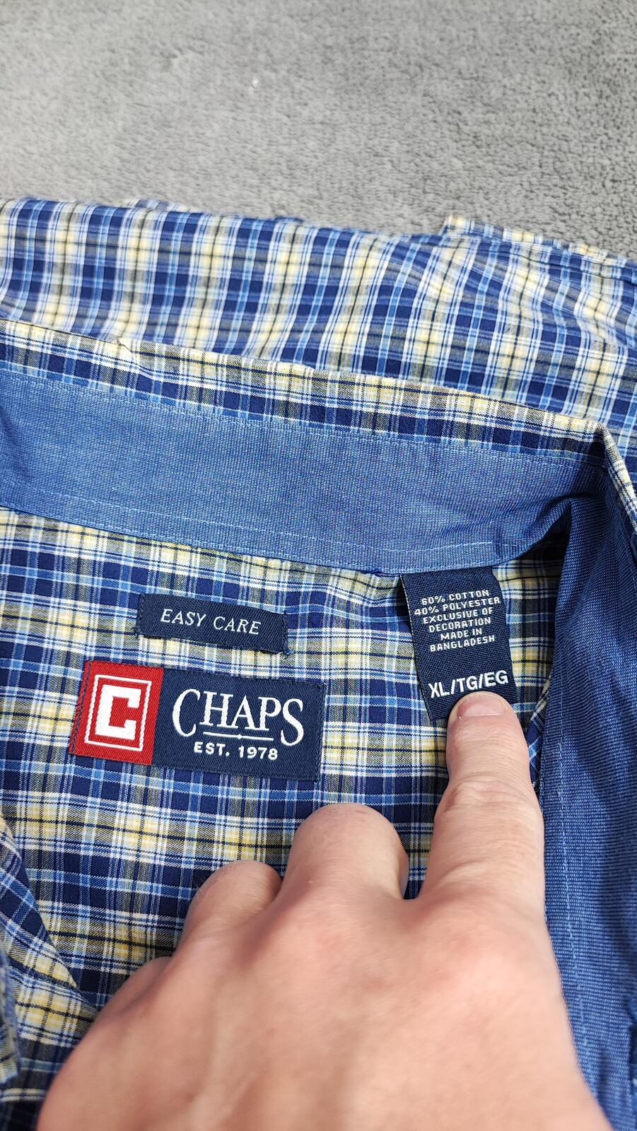 Vintage Chaps Striped Long Sleeve Shirt Blue Yellow Men's Size XXL Oversized
