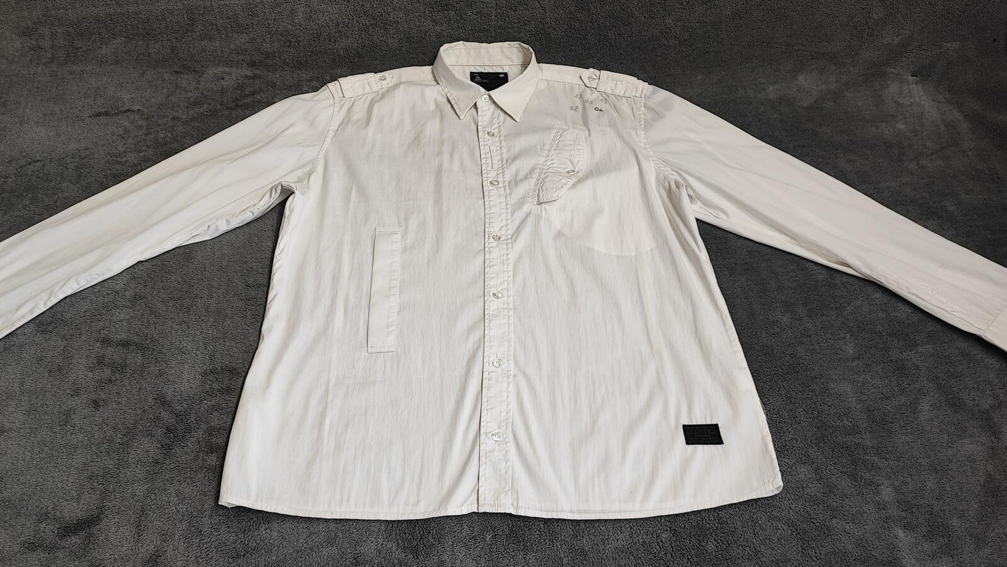 Vintage G-Star Raw Utility Long Sleeve Shirt White Military Men's Size XL