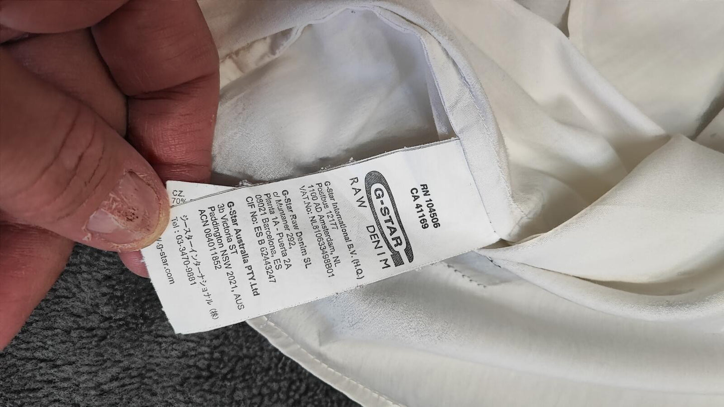 Vintage G-Star Raw Utility Long Sleeve Shirt White Military Men's Size XL