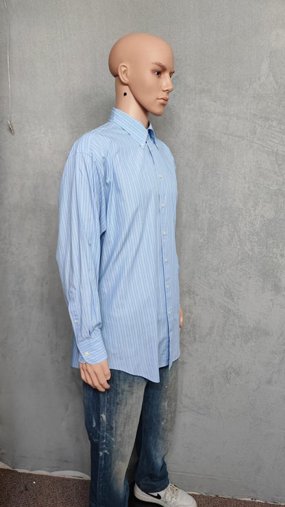 Vintage Nautica Striped Long Sleeve Shirt Blue White Men's Size XXL