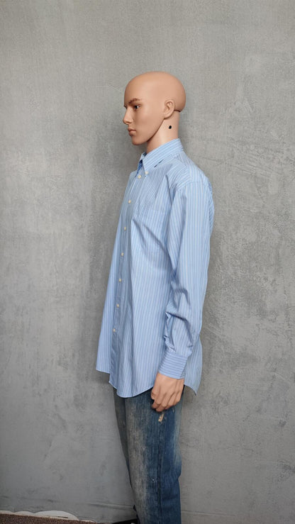 Vintage Nautica Striped Long Sleeve Shirt Blue White Men's Size XXL