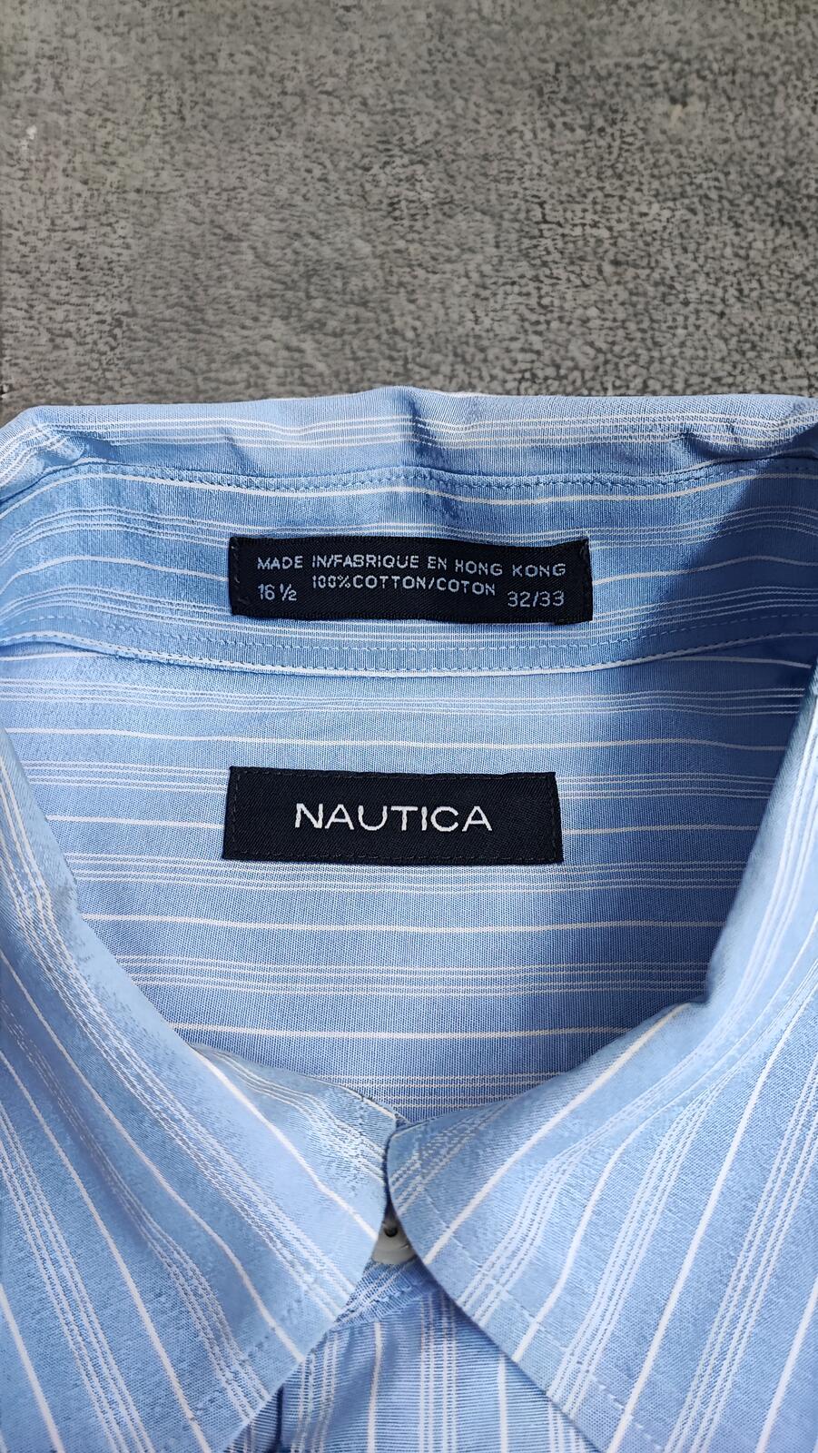 Vintage Nautica Striped Long Sleeve Shirt Blue White Men's Size XXL