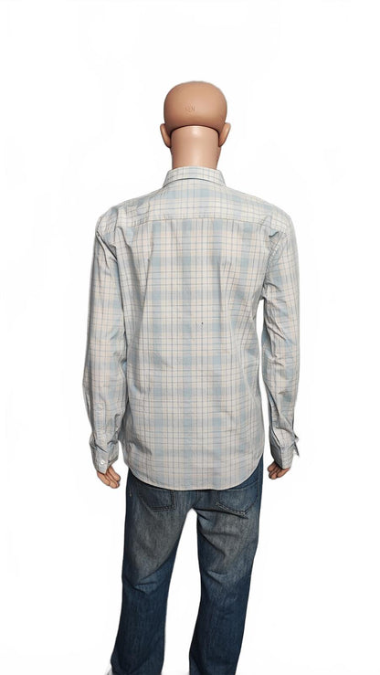 Vintage Calvin Klein Checked Long Sleeve Slim Fit Casual Shirt Blue Men's Large