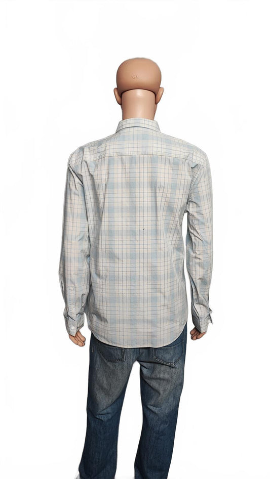 Vintage Calvin Klein Checked Long Sleeve Slim Fit Casual Shirt Blue Men's Large