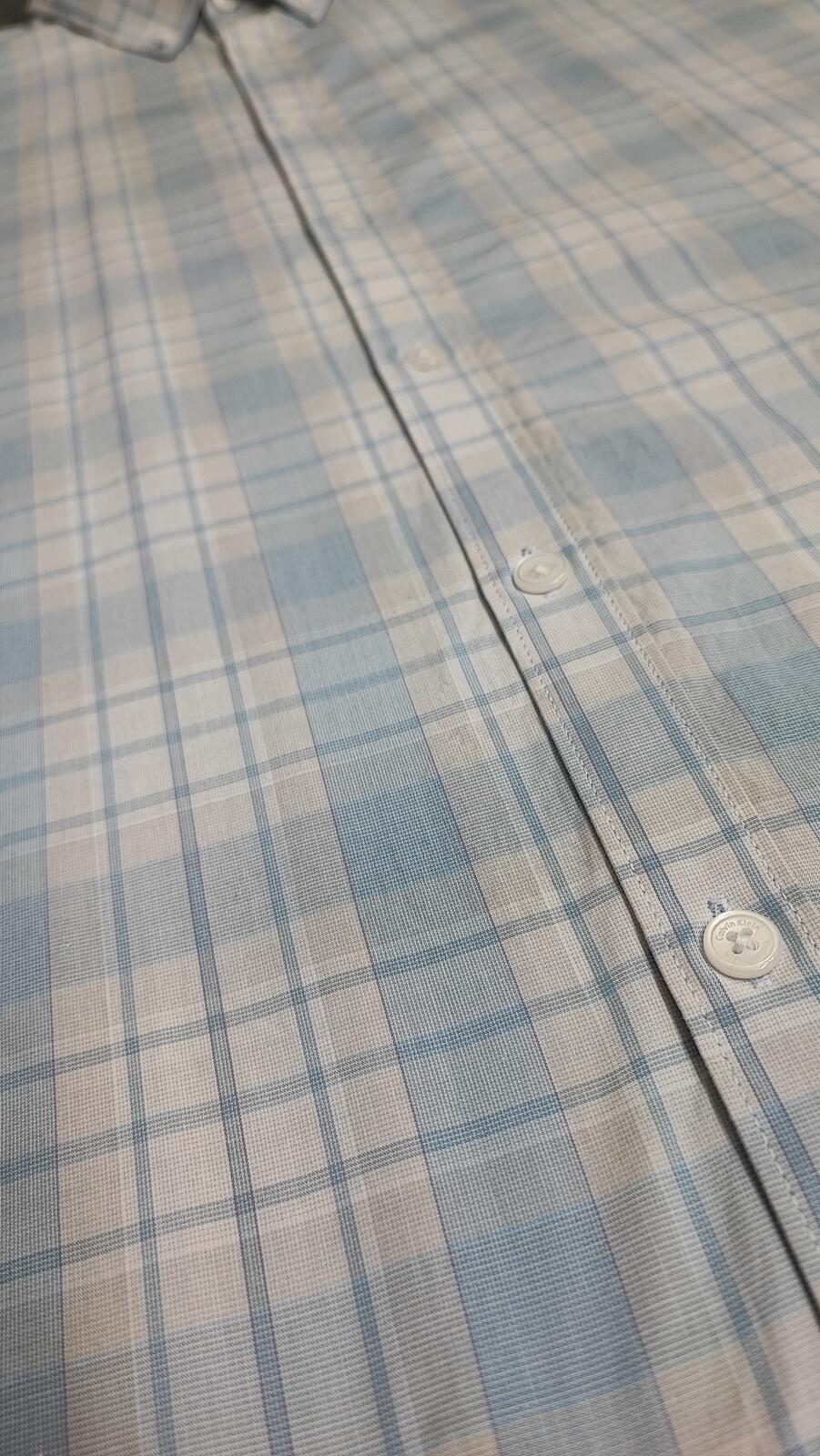 Vintage Calvin Klein Checked Long Sleeve Slim Fit Casual Shirt Blue Men's Large