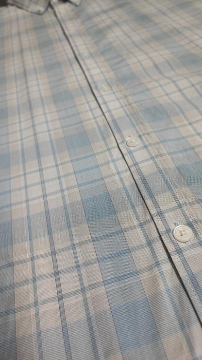 Vintage Calvin Klein Checked Long Sleeve Slim Fit Casual Shirt Blue Men's Large