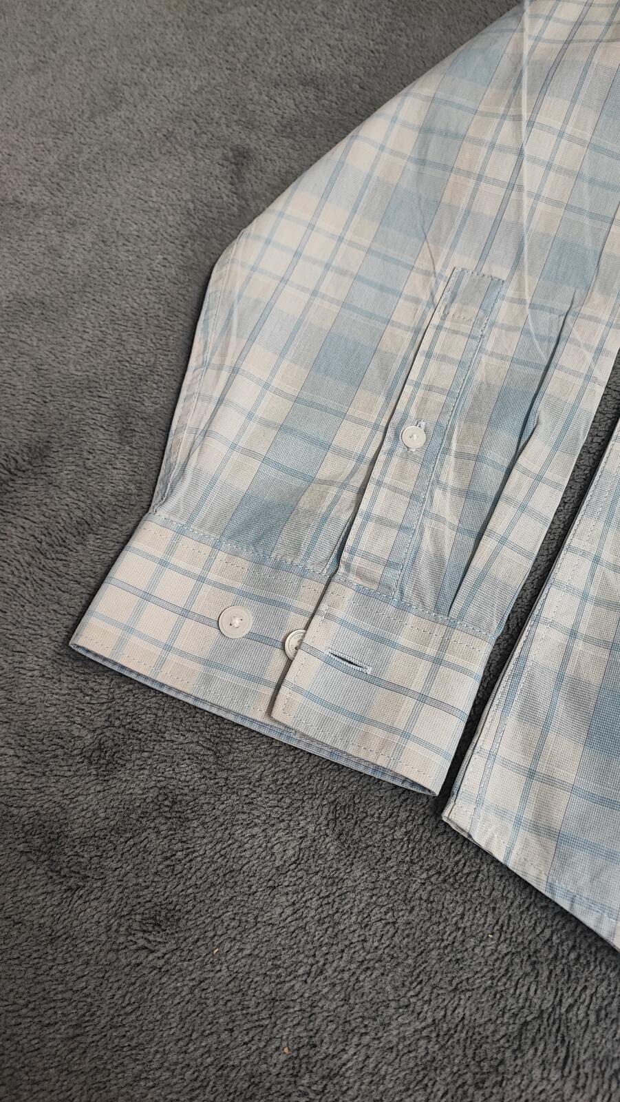 Vintage Calvin Klein Checked Long Sleeve Slim Fit Casual Shirt Blue Men's Large