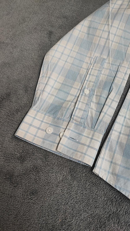 Vintage Calvin Klein Checked Long Sleeve Slim Fit Casual Shirt Blue Men's Large