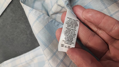 Vintage Calvin Klein Checked Long Sleeve Slim Fit Casual Shirt Blue Men's Large