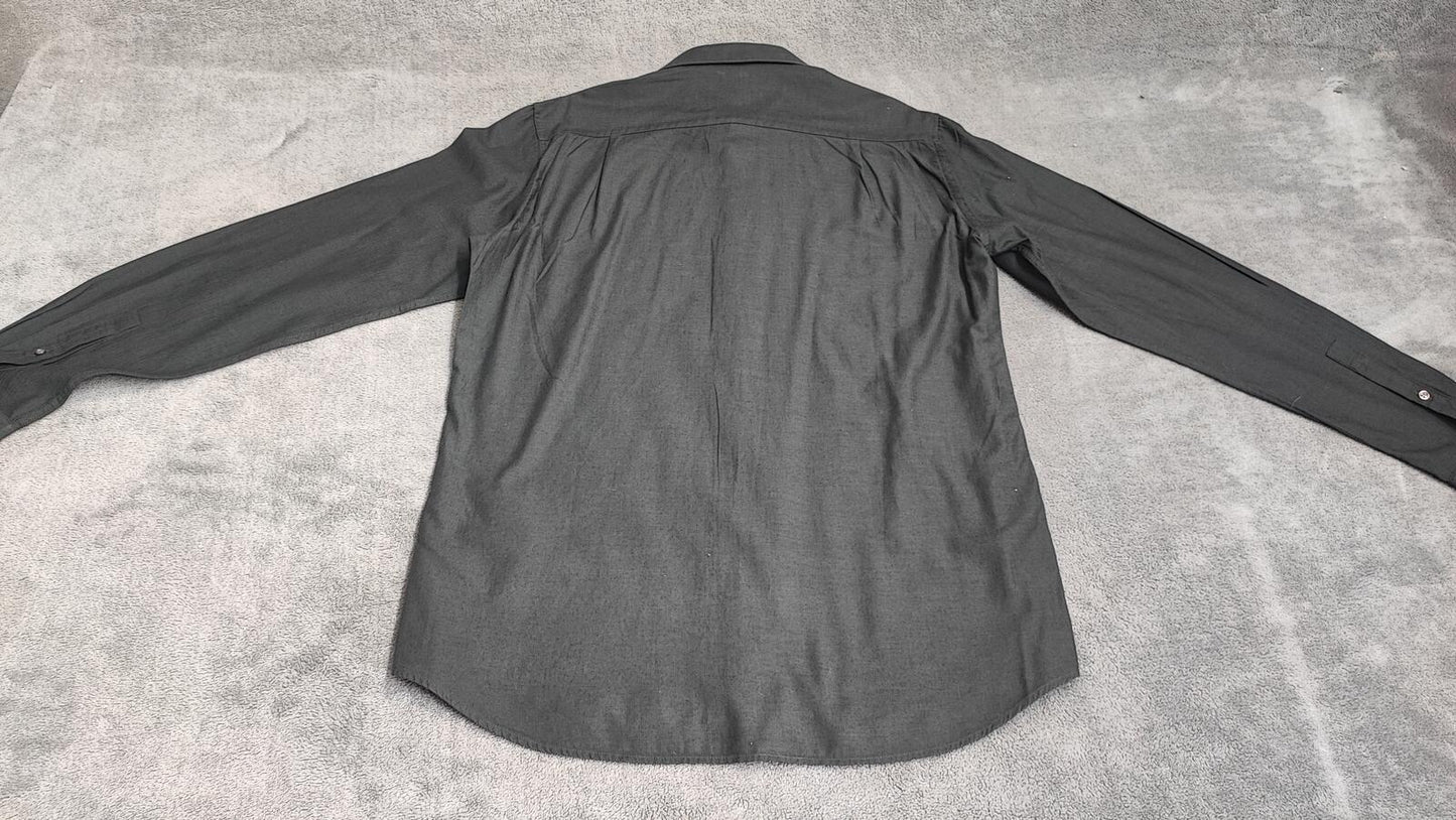 Vintage DKNY Plain Long Sleeve Shirt Solid Black Men's Size Medium M