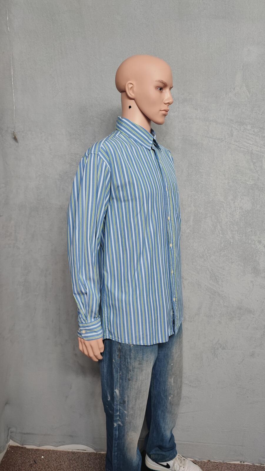 Vintage Old Navy Striped Long Sleeve Grunge Skater Casual Shirt Blue Men Size XL
