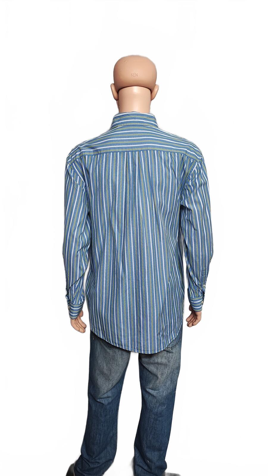 Vintage Old Navy Striped Long Sleeve Grunge Skater Casual Shirt Blue Men Size XL