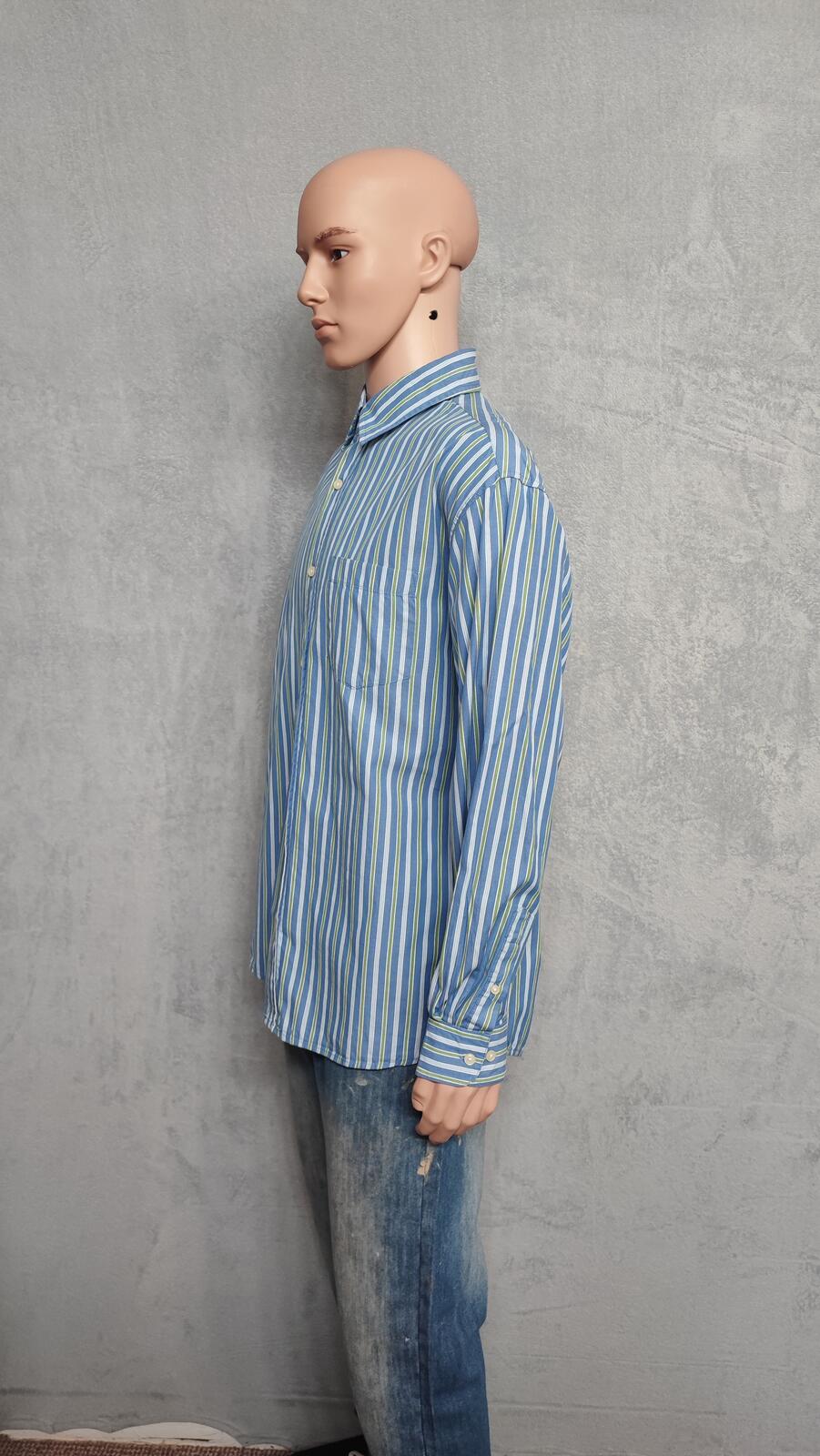 Vintage Old Navy Striped Long Sleeve Grunge Skater Casual Shirt Blue Men Size XL
