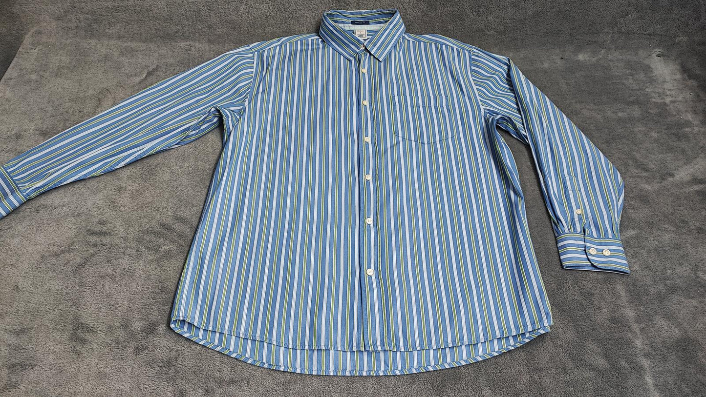 Vintage Old Navy Striped Long Sleeve Grunge Skater Casual Shirt Blue Men Size XL
