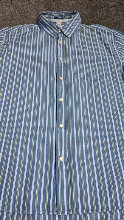 Vintage Old Navy Striped Long Sleeve Grunge Skater Casual Shirt Blue Men Size XL