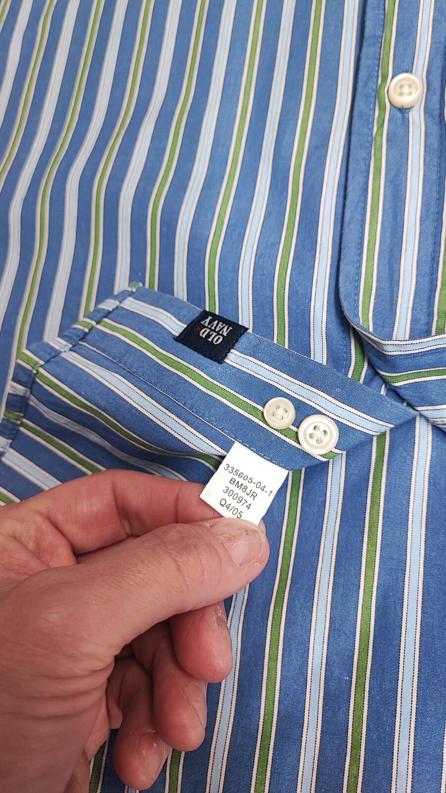 Vintage Old Navy Striped Long Sleeve Grunge Skater Casual Shirt Blue Men Size XL