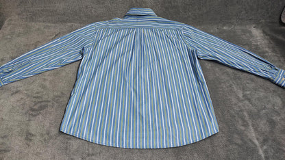 Vintage Old Navy Striped Long Sleeve Grunge Skater Casual Shirt Blue Men Size XL