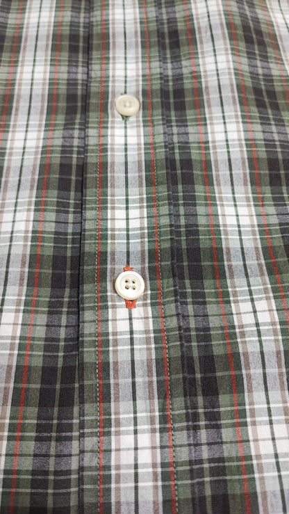 Vintage Nautica 80s Two Ply Checked Long Sleeve Shirt Brown Men's Size Large L