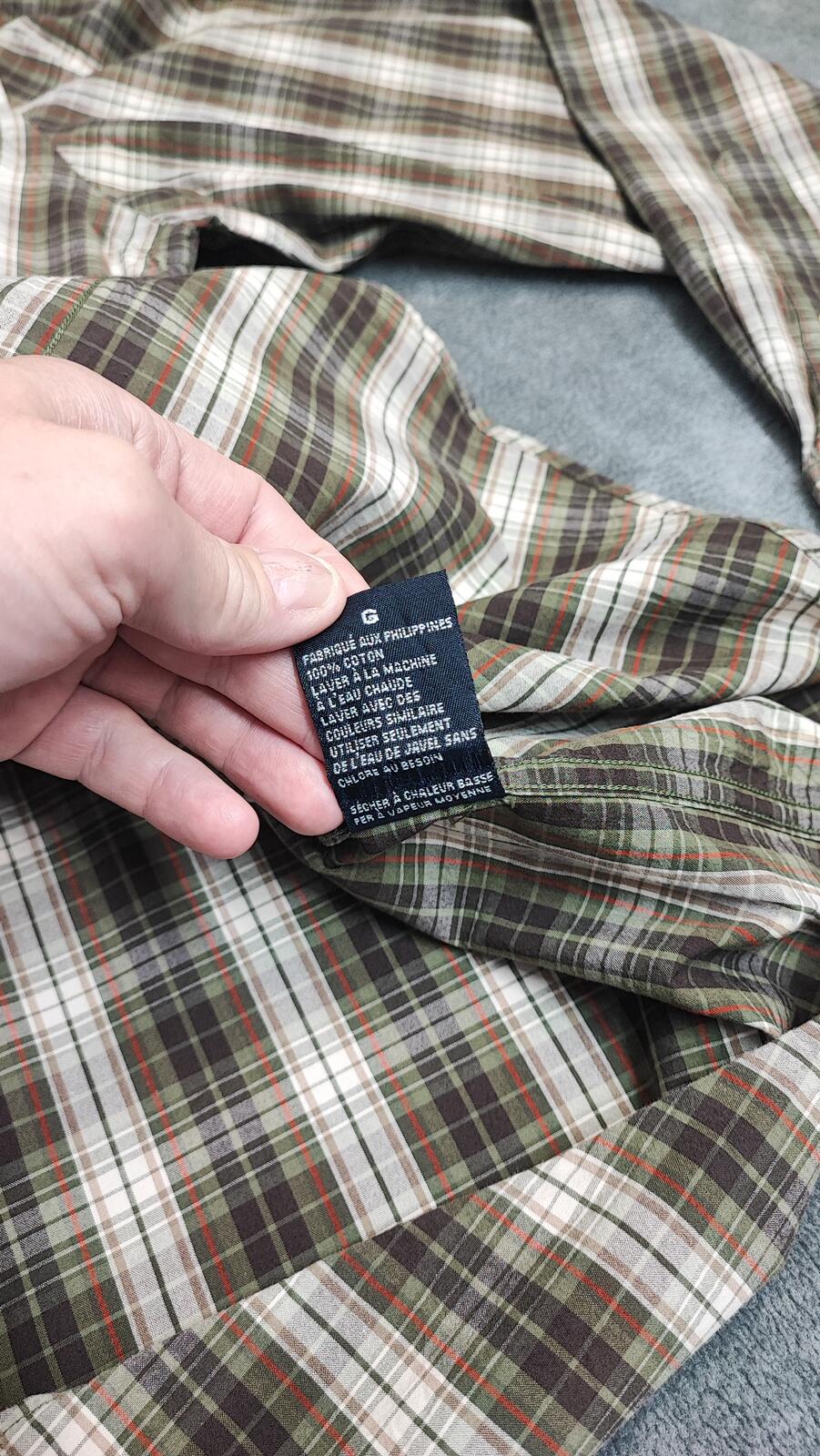 Vintage Nautica 80s Two Ply Checked Long Sleeve Shirt Brown Men's Size Large L