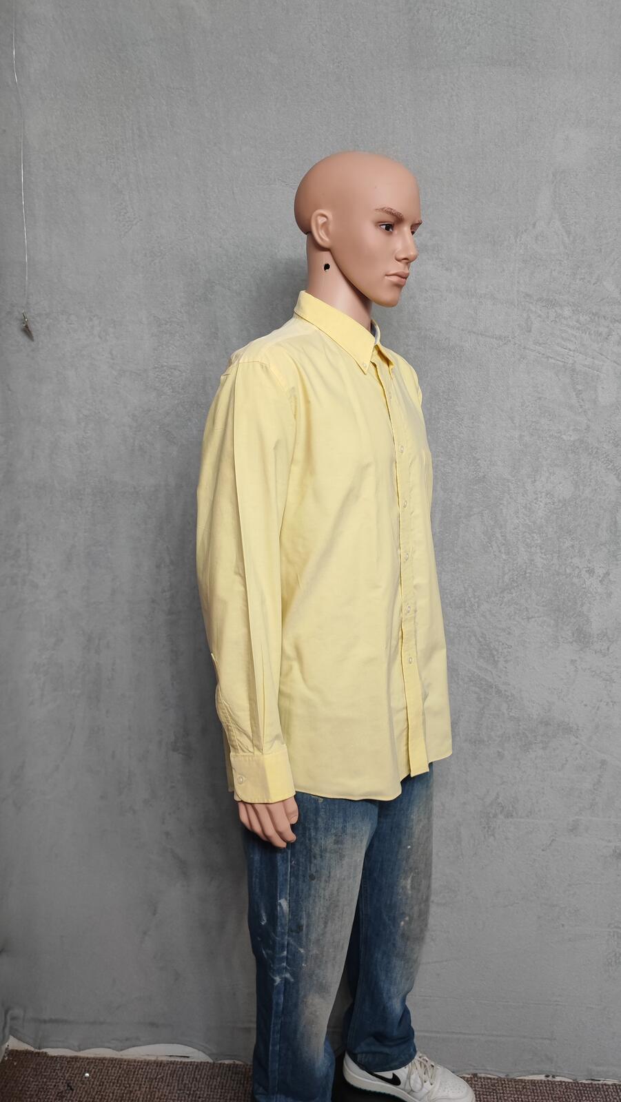 Vintage Chaps Long Sleeve Crest Logo Preppy Casual Shirt Pale Yellow Men's XXL