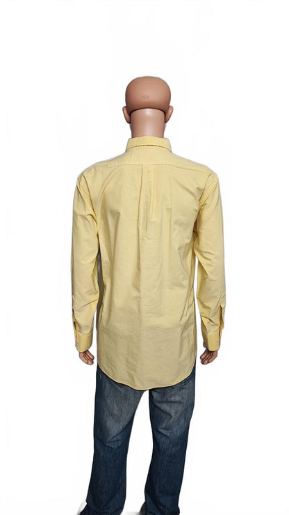 Vintage Chaps Long Sleeve Crest Logo Preppy Casual Shirt Pale Yellow Men's XXL