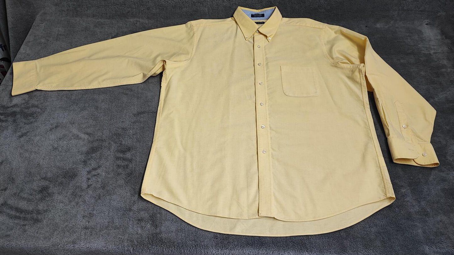 Vintage Chaps Long Sleeve Crest Logo Preppy Casual Shirt Pale Yellow Men's XXL