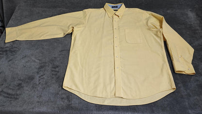 Vintage Chaps Long Sleeve Crest Logo Preppy Casual Shirt Pale Yellow Men's XXL