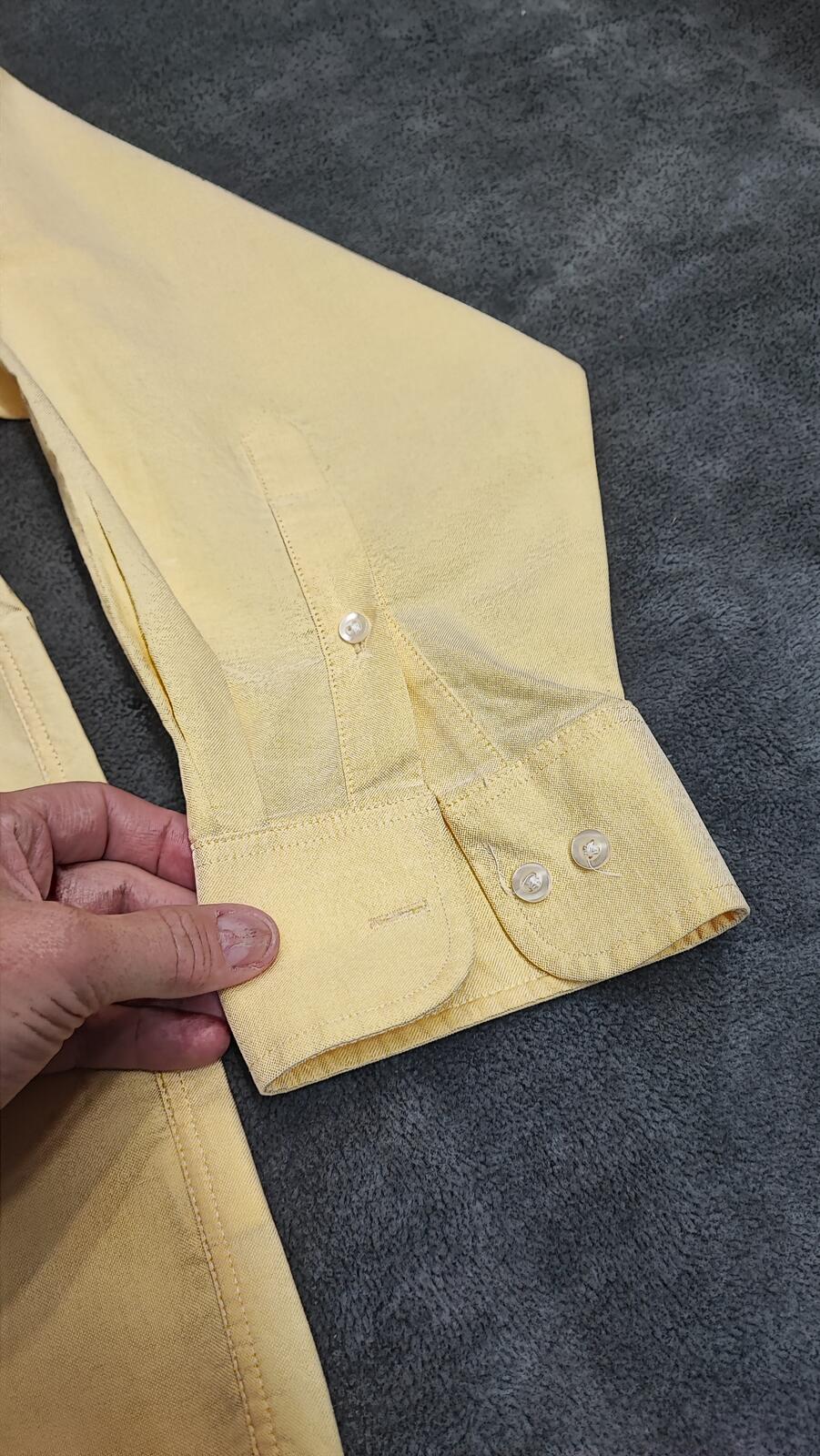 Vintage Chaps Long Sleeve Crest Logo Preppy Casual Shirt Pale Yellow Men's XXL