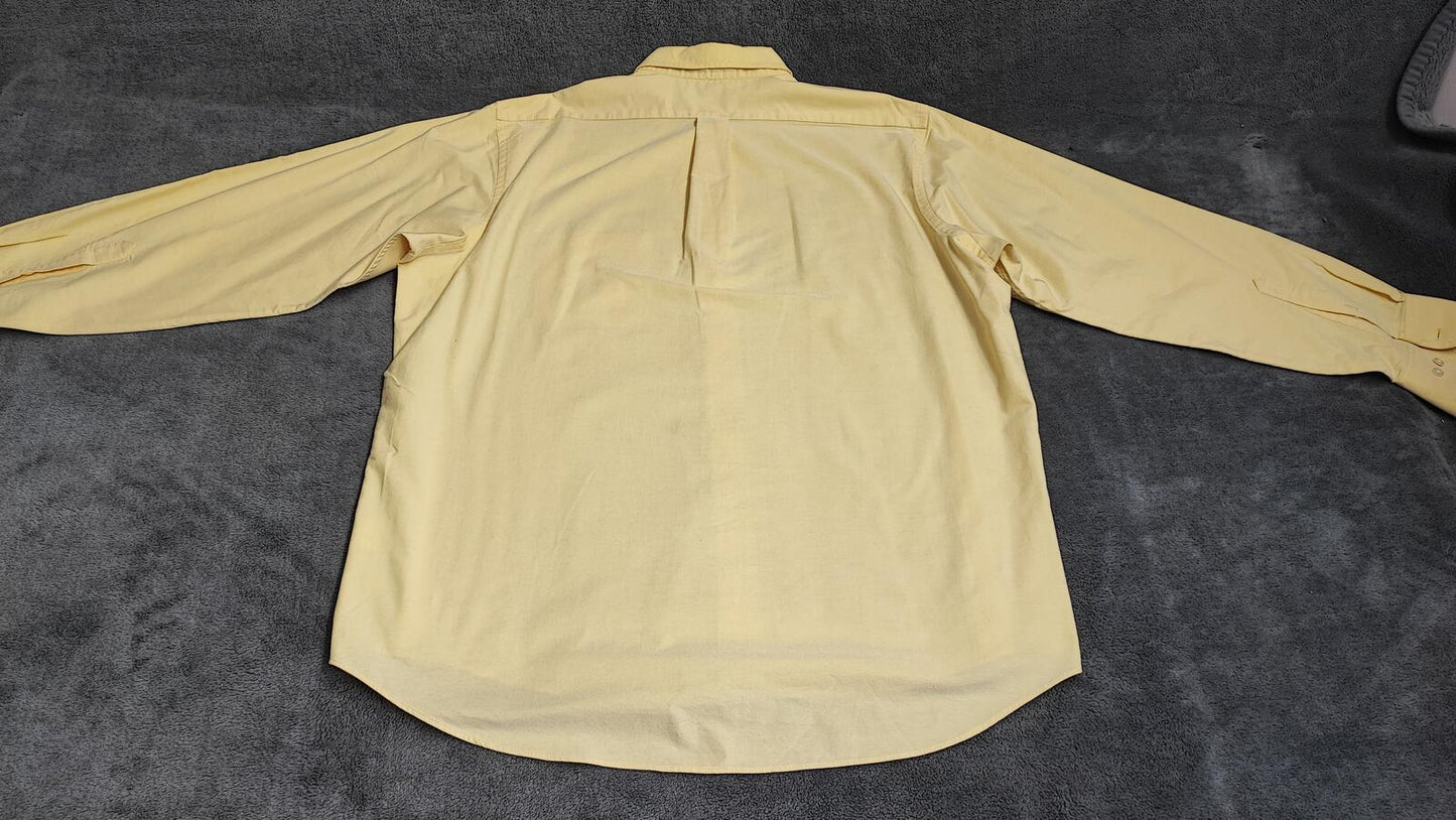 Vintage Chaps Long Sleeve Crest Logo Preppy Casual Shirt Pale Yellow Men's XXL