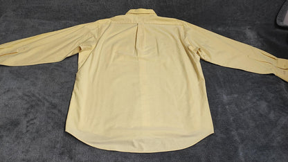 Vintage Chaps Long Sleeve Crest Logo Preppy Casual Shirt Pale Yellow Men's XXL