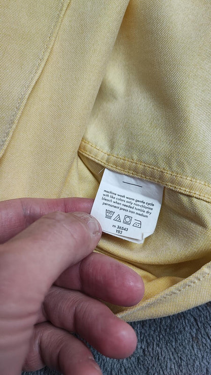 Vintage Chaps Long Sleeve Crest Logo Preppy Casual Shirt Pale Yellow Men's XXL