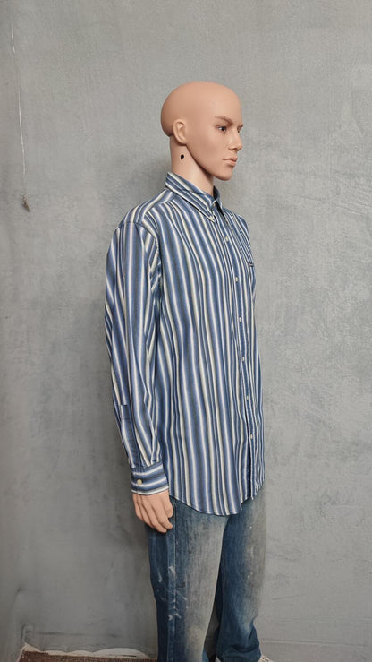 Vintage Chaps Checked Long Sleeve Plaid Casual Preppy Shirt Blue Men's Size XL