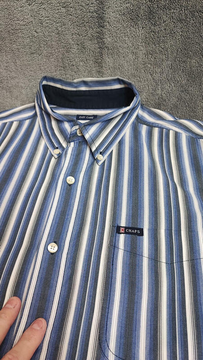 Vintage Chaps Checked Long Sleeve Plaid Casual Preppy Shirt Blue Men's Size XL