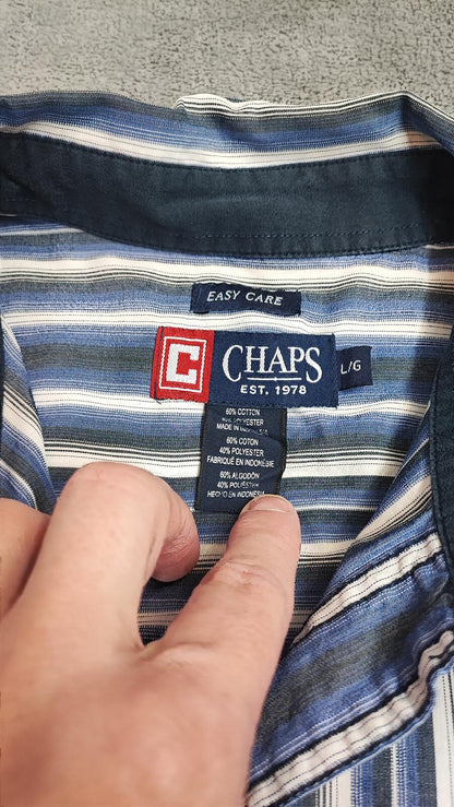 Vintage Chaps Checked Long Sleeve Plaid Casual Preppy Shirt Blue Men's Size XL
