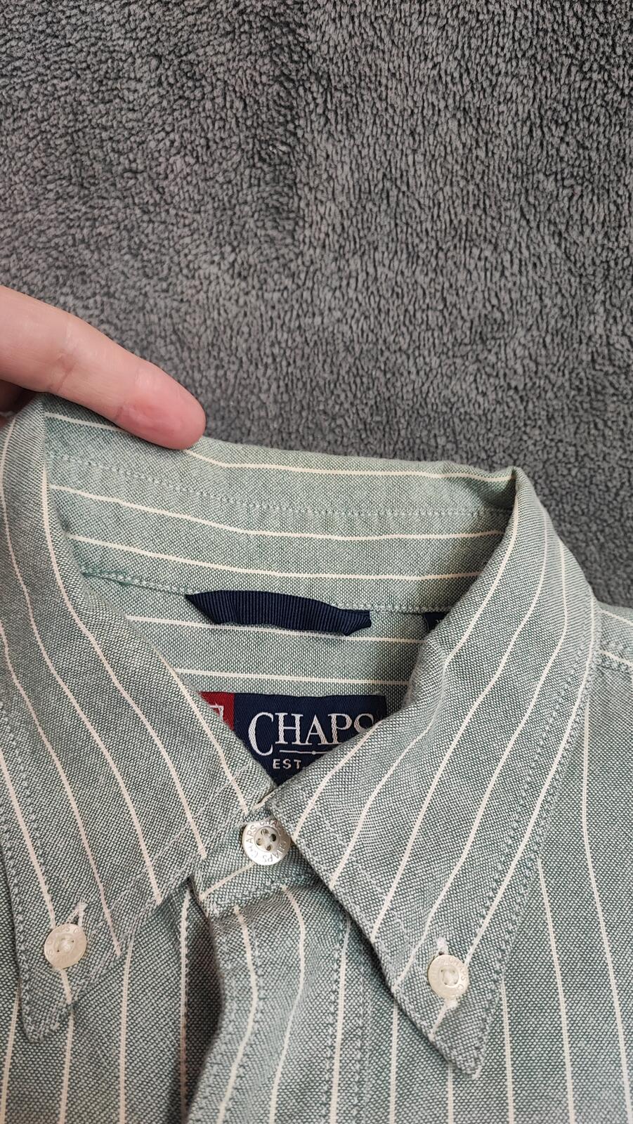 Vintage Chaps Checked Long Sleeve Easy Care Plaid Casual Shirt Green Men's Large