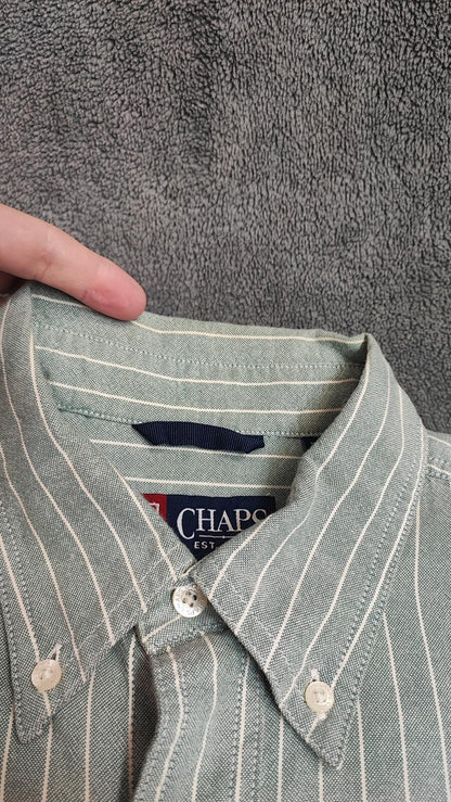 Vintage Chaps Checked Long Sleeve Easy Care Plaid Casual Shirt Green Men's Large