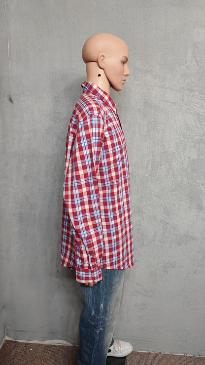 Vintage Chaps Checked Long Sleeve Shirt Red Multicolour Men's Size XXXL